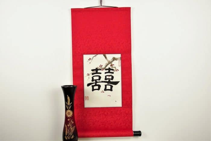 Double Blessing Chinese / Double Happiness Calligraphy Scroll